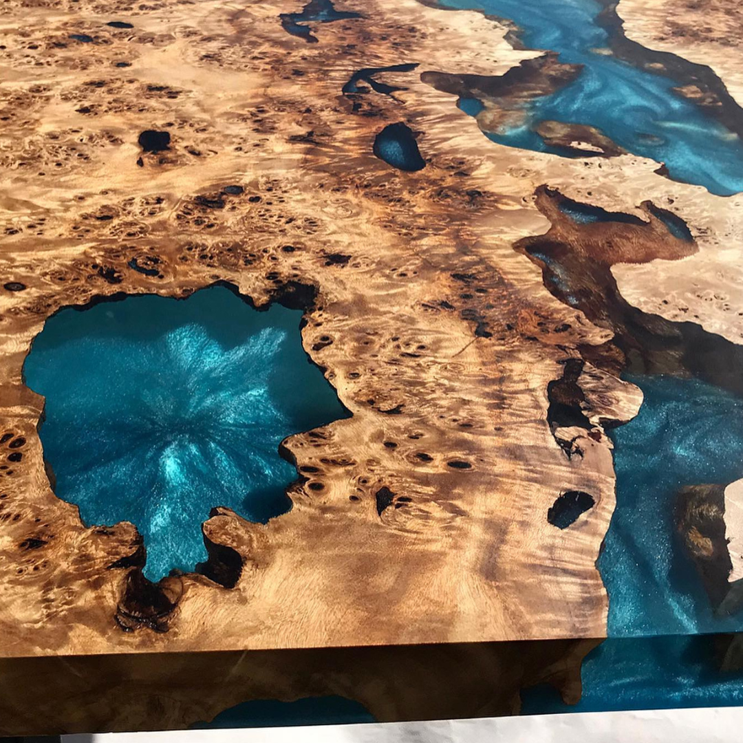 Epoxy Blue Resin Dining Table