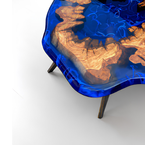 3D Wood and Epoxy Coffee Table