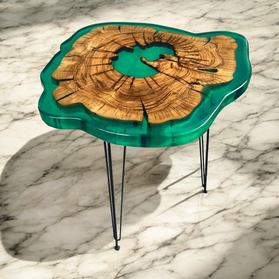 Lake green epoxy Side table