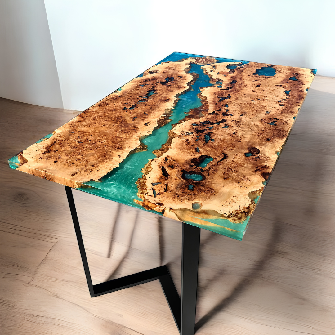 Epoxy Blue Resin Dining Table