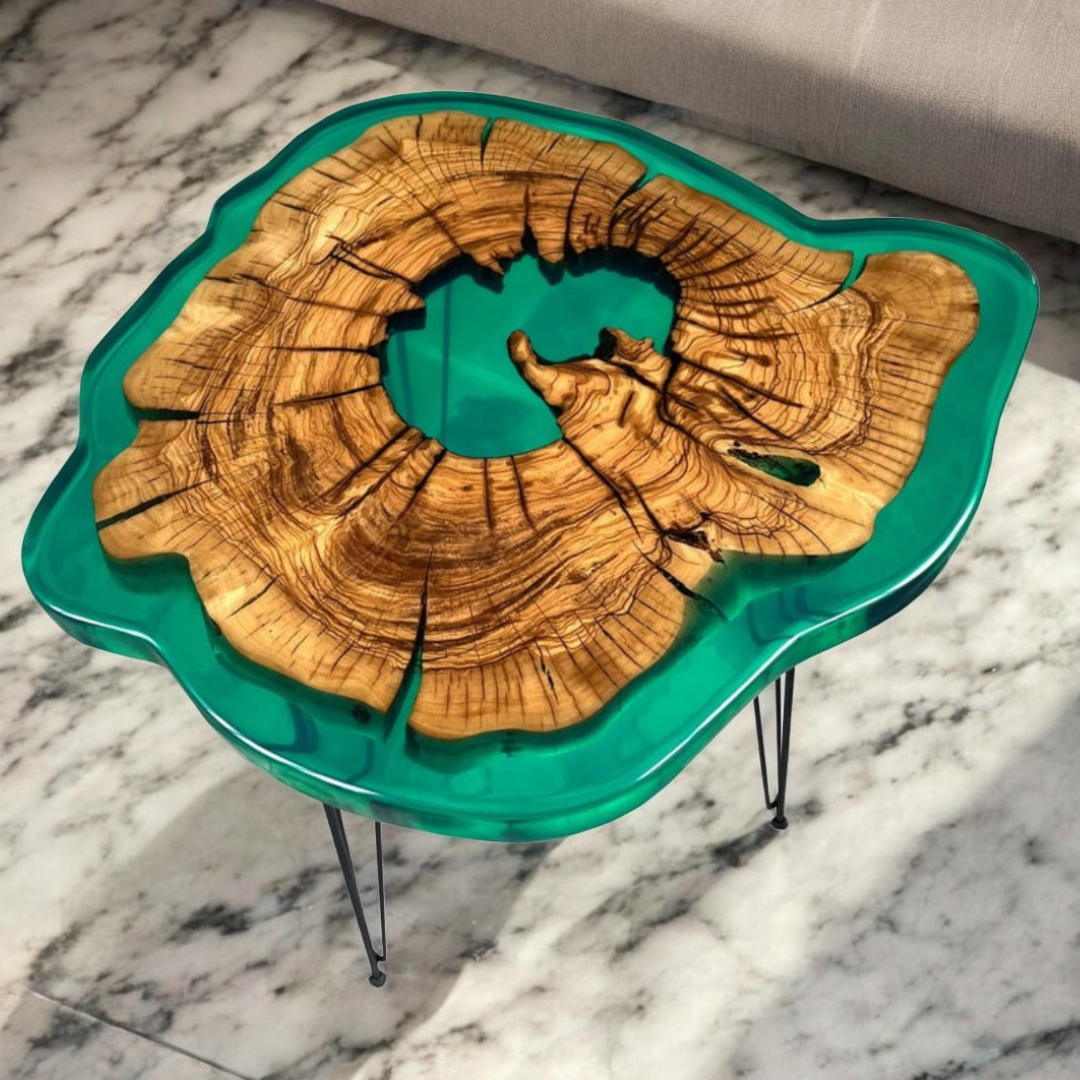 Lake green epoxy Side table