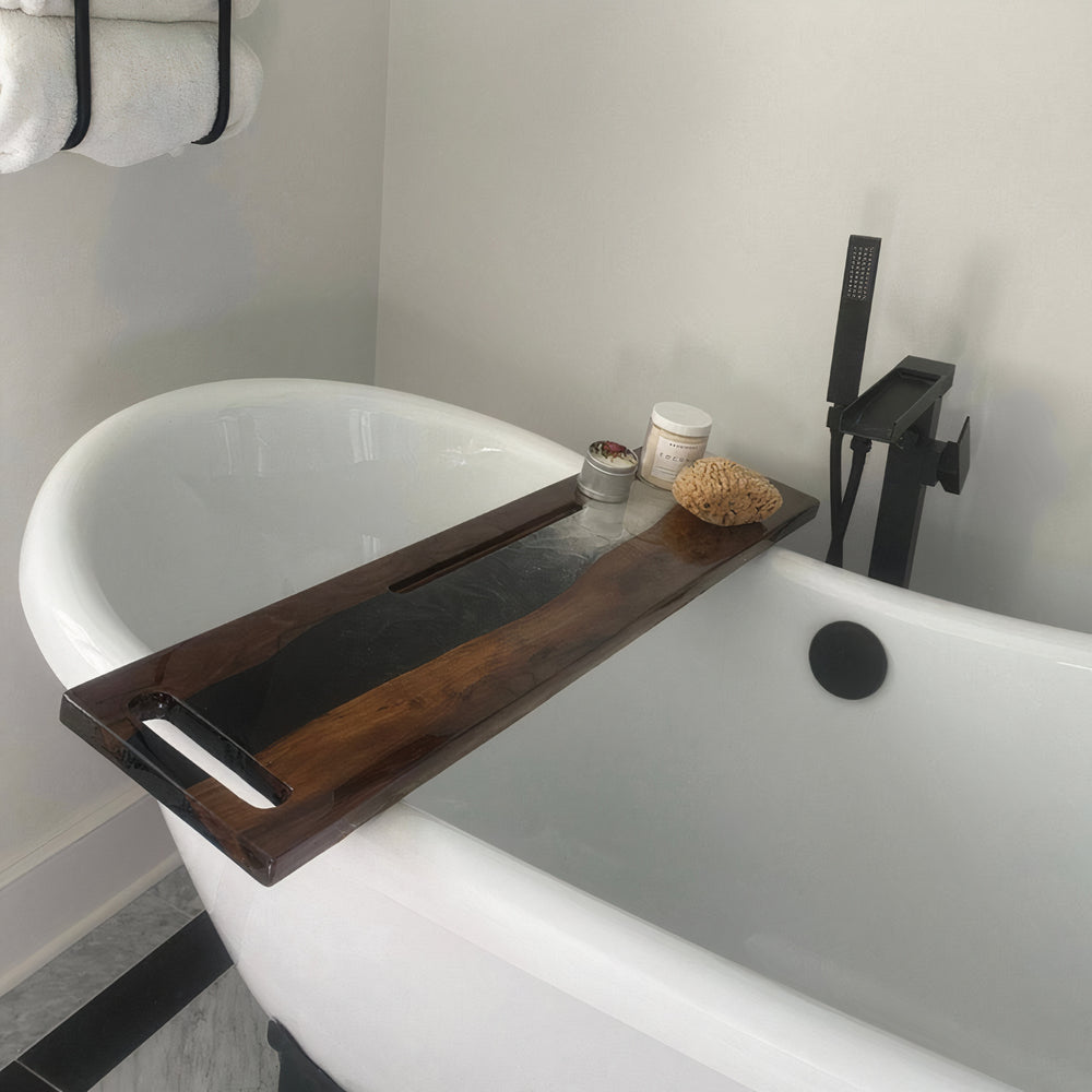 Live Edge Walnut Epoxy Resin Tub Caddy