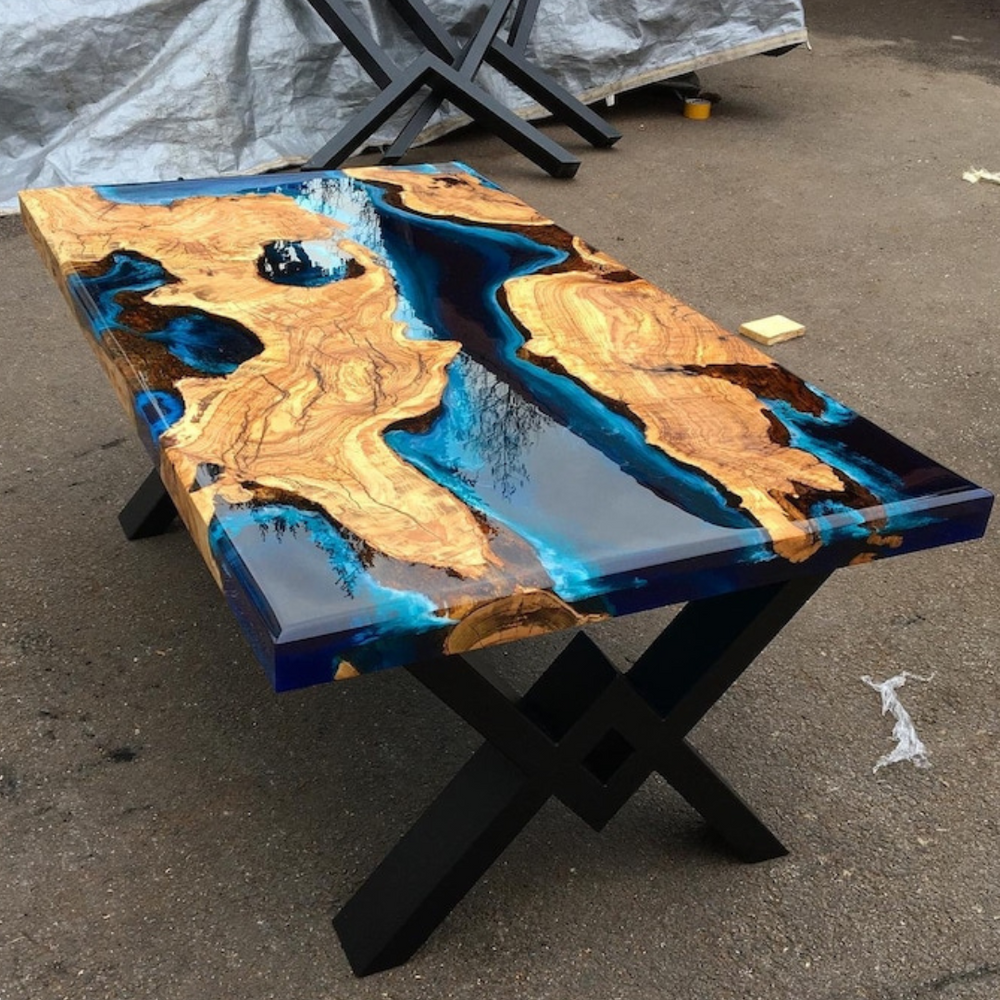 Handmade Wood And Resin Dining Table