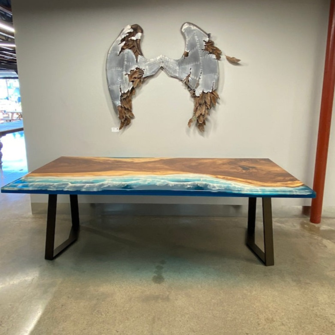 Epoxy and Wood Ocean Theme Table