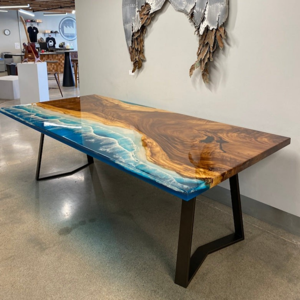 Epoxy and Wood Ocean Theme Table