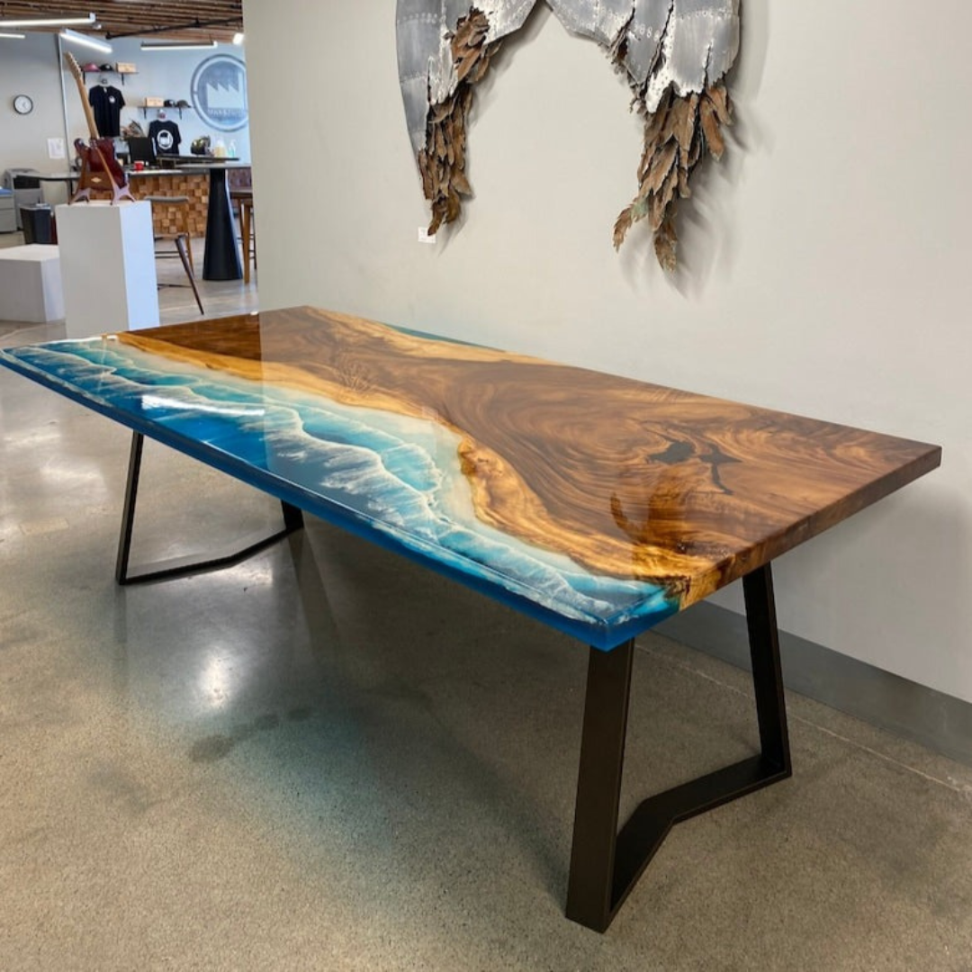 Epoxy and Wood Ocean Theme Table