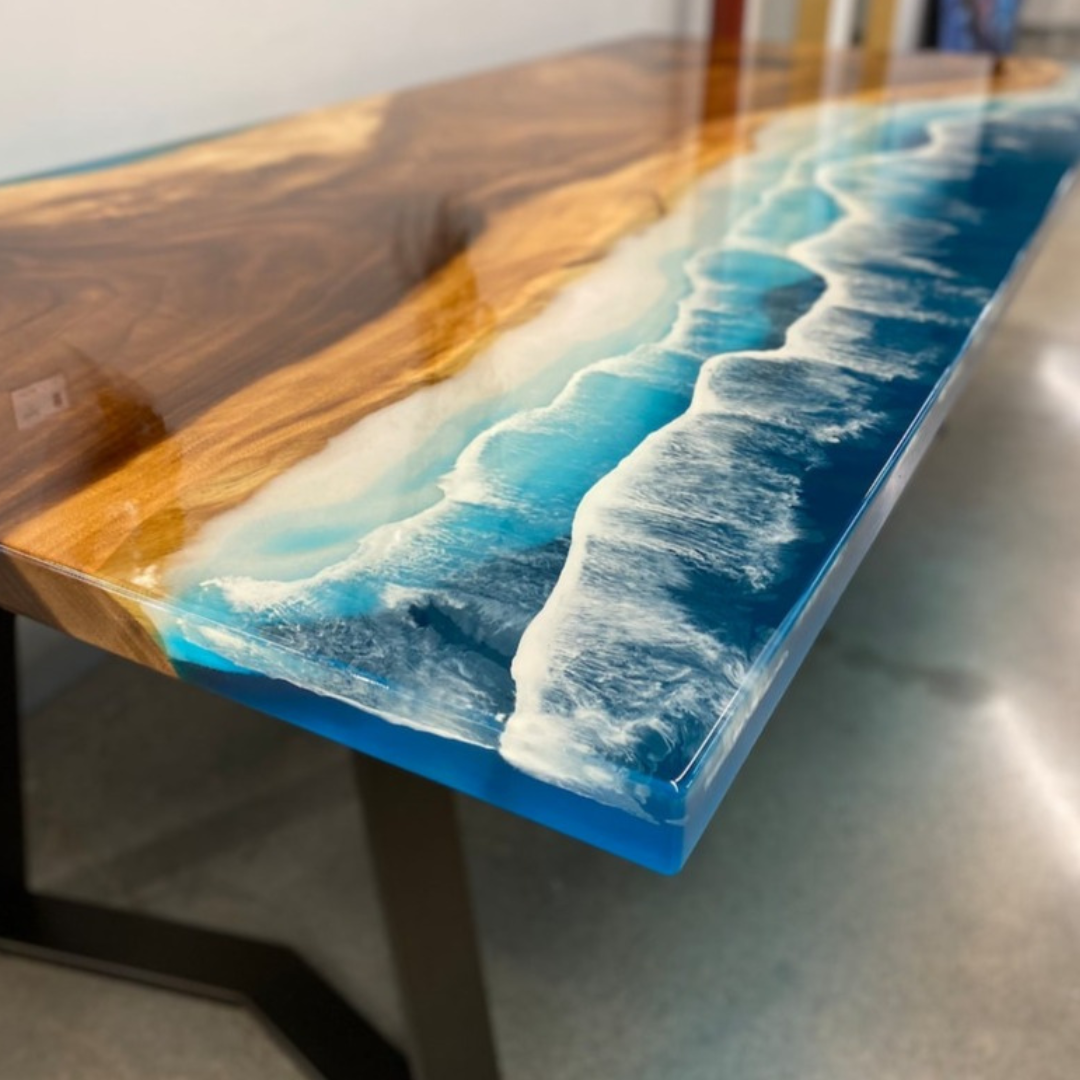 Epoxy and Wood Ocean Theme Table