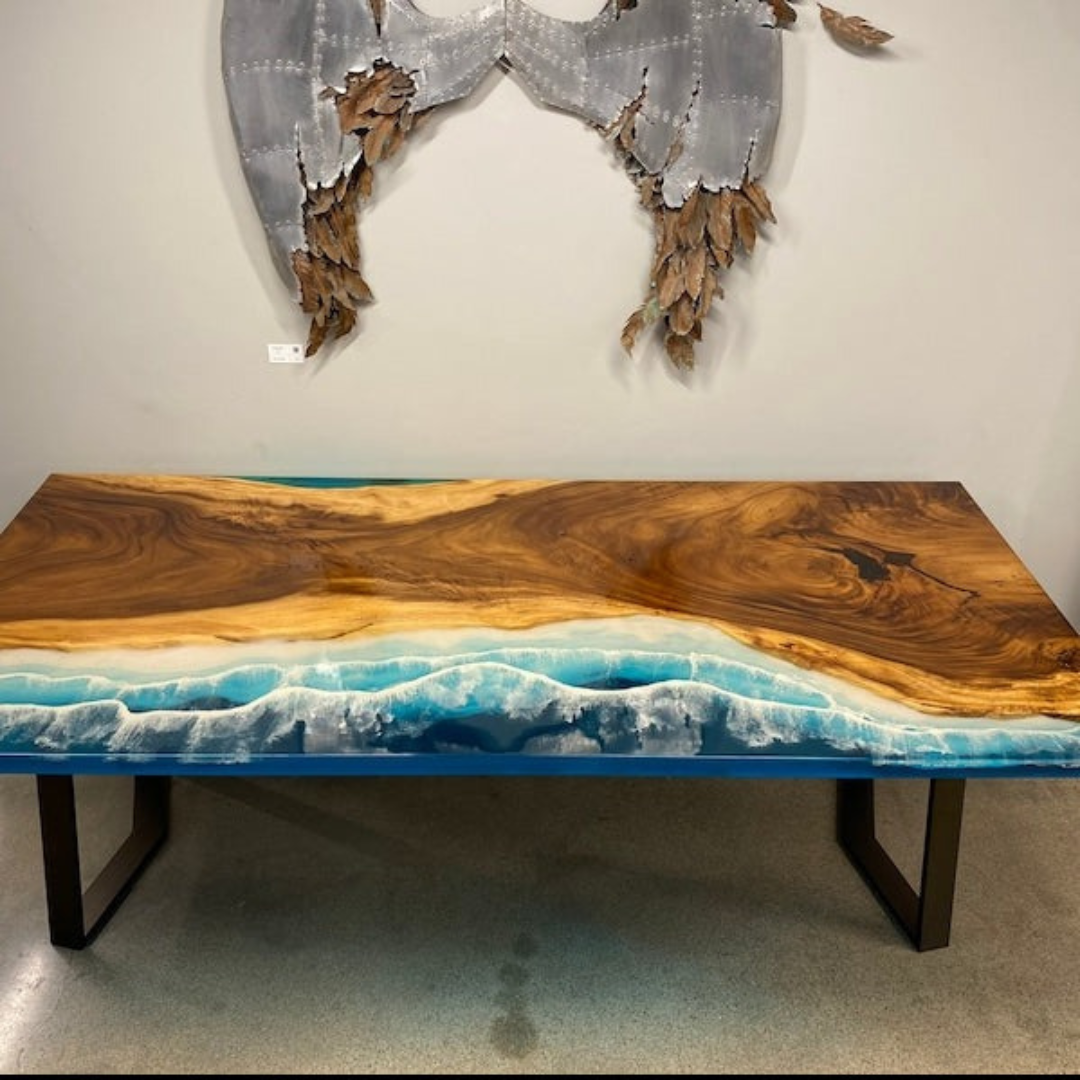 Epoxy and Wood Ocean Theme Table