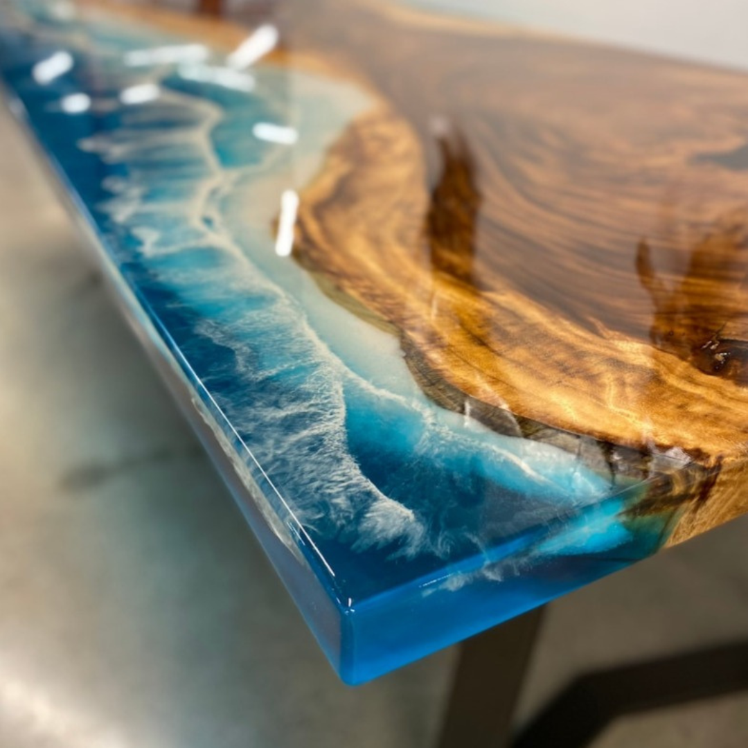 Epoxy and Wood Ocean Theme Table