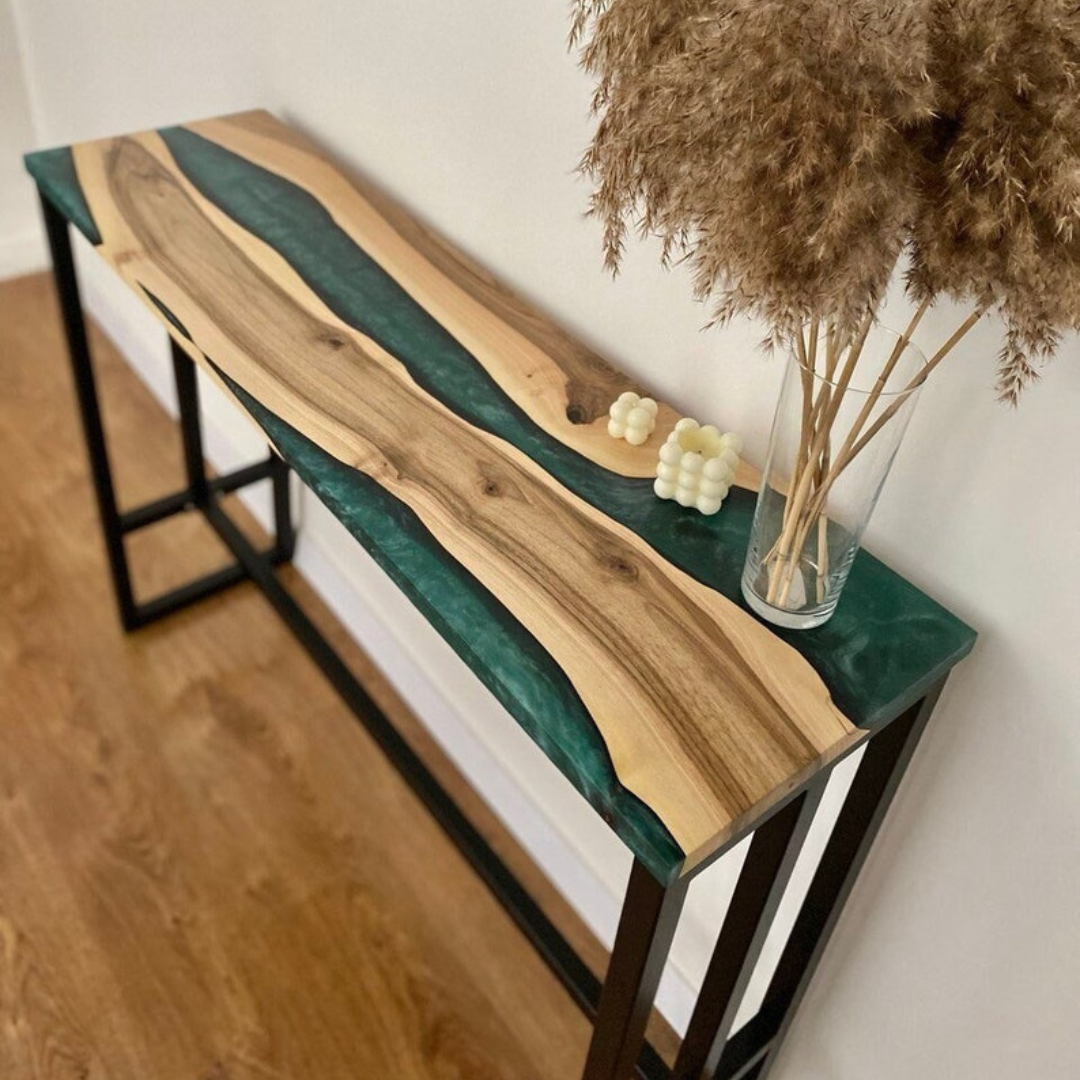 Live Edge Epoxy Resin Console Table