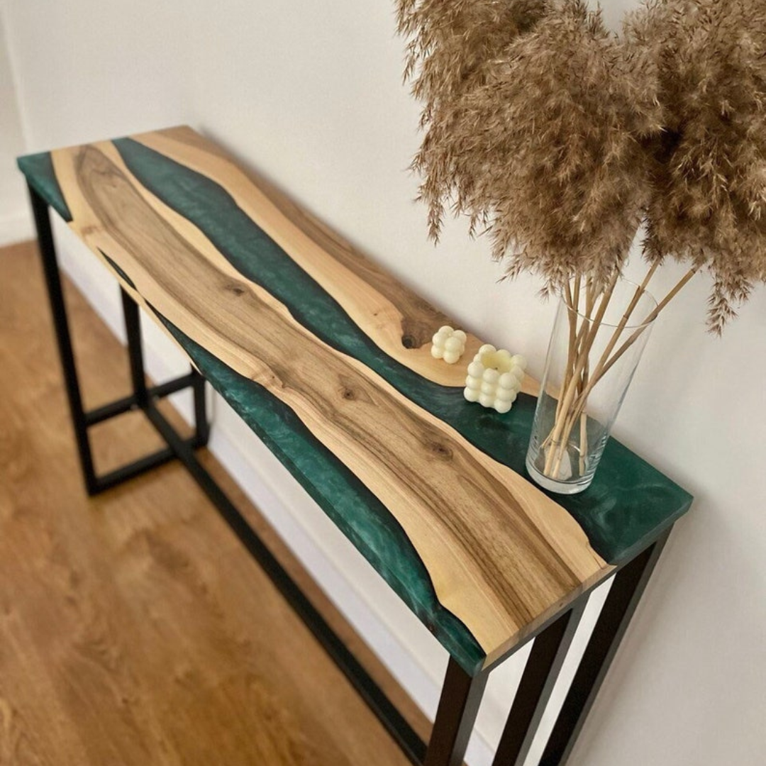 Live Edge Epoxy Resin Console Table