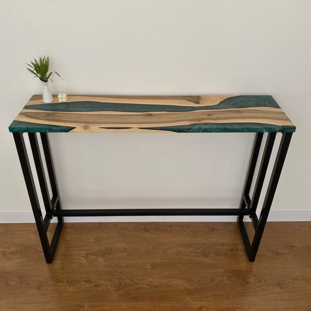 Live Edge Epoxy Resin Console Table