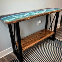 Epoxy Ocean Resin Console Table thumbnail