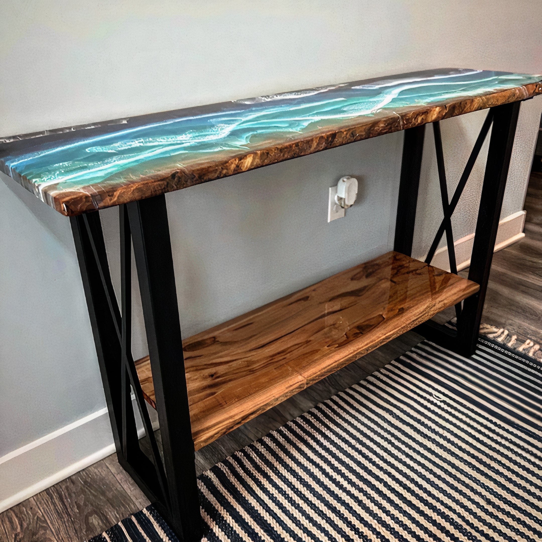 Epoxy Ocean Resin Console Table