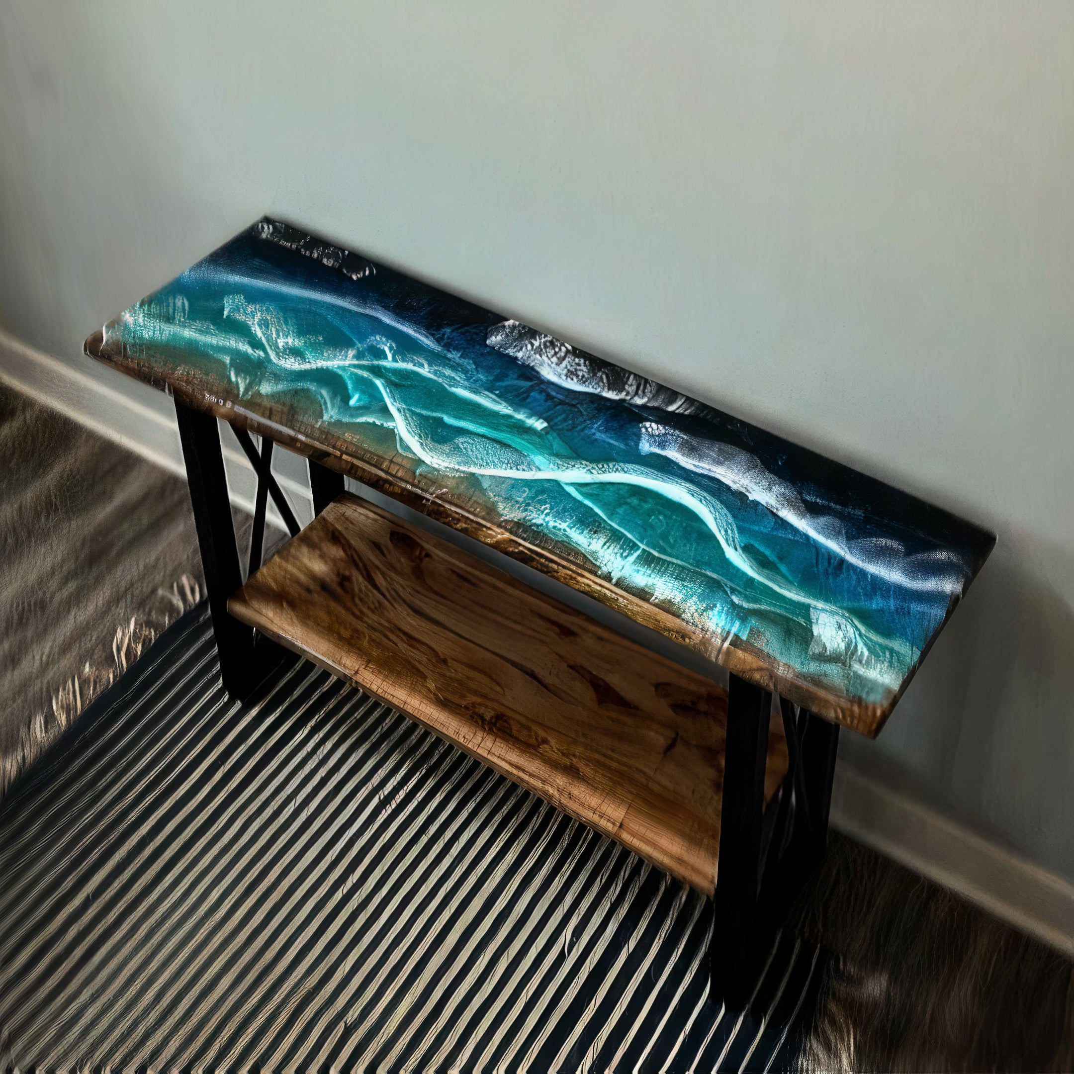 Epoxy Ocean Resin Console Table