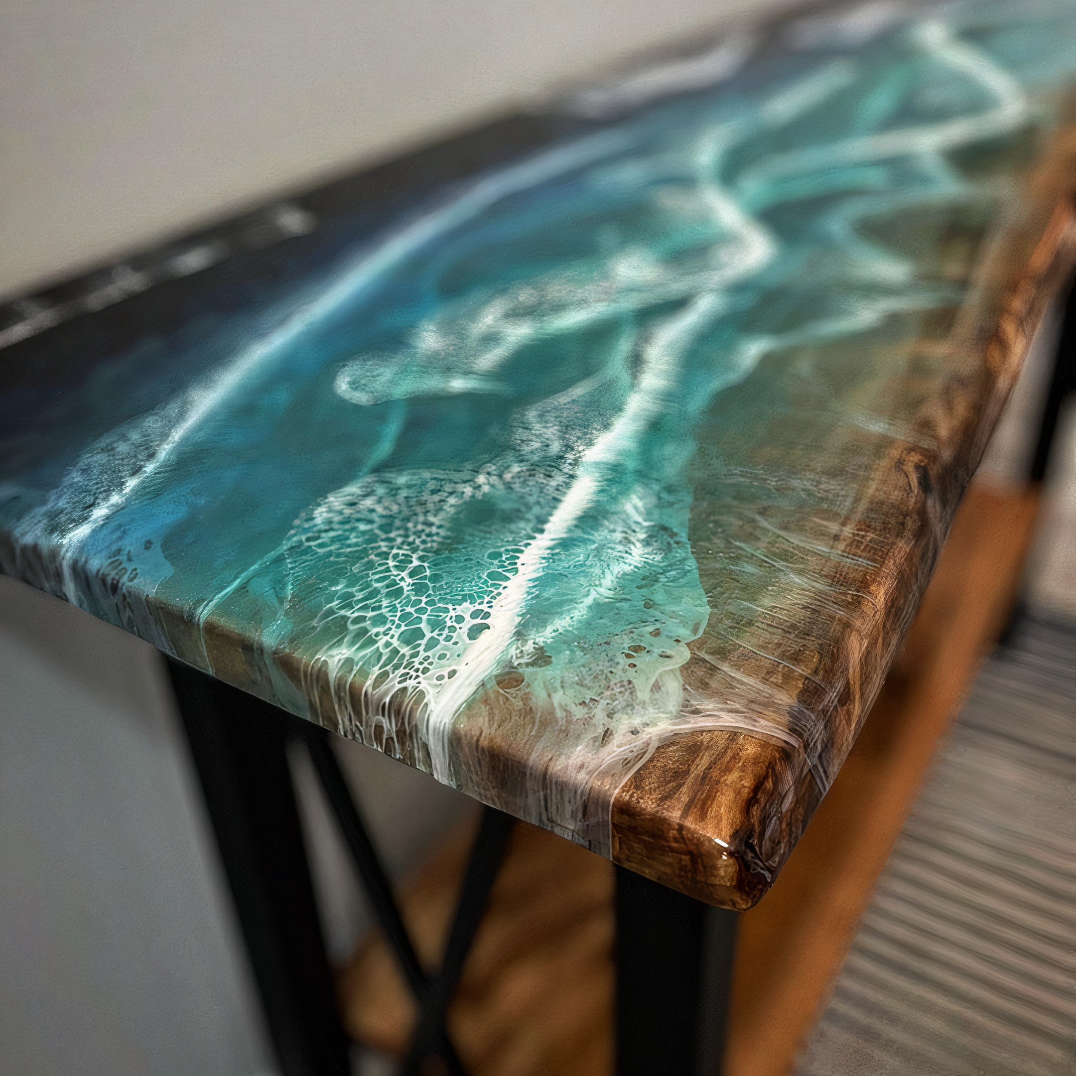 Epoxy Ocean Resin Console Table