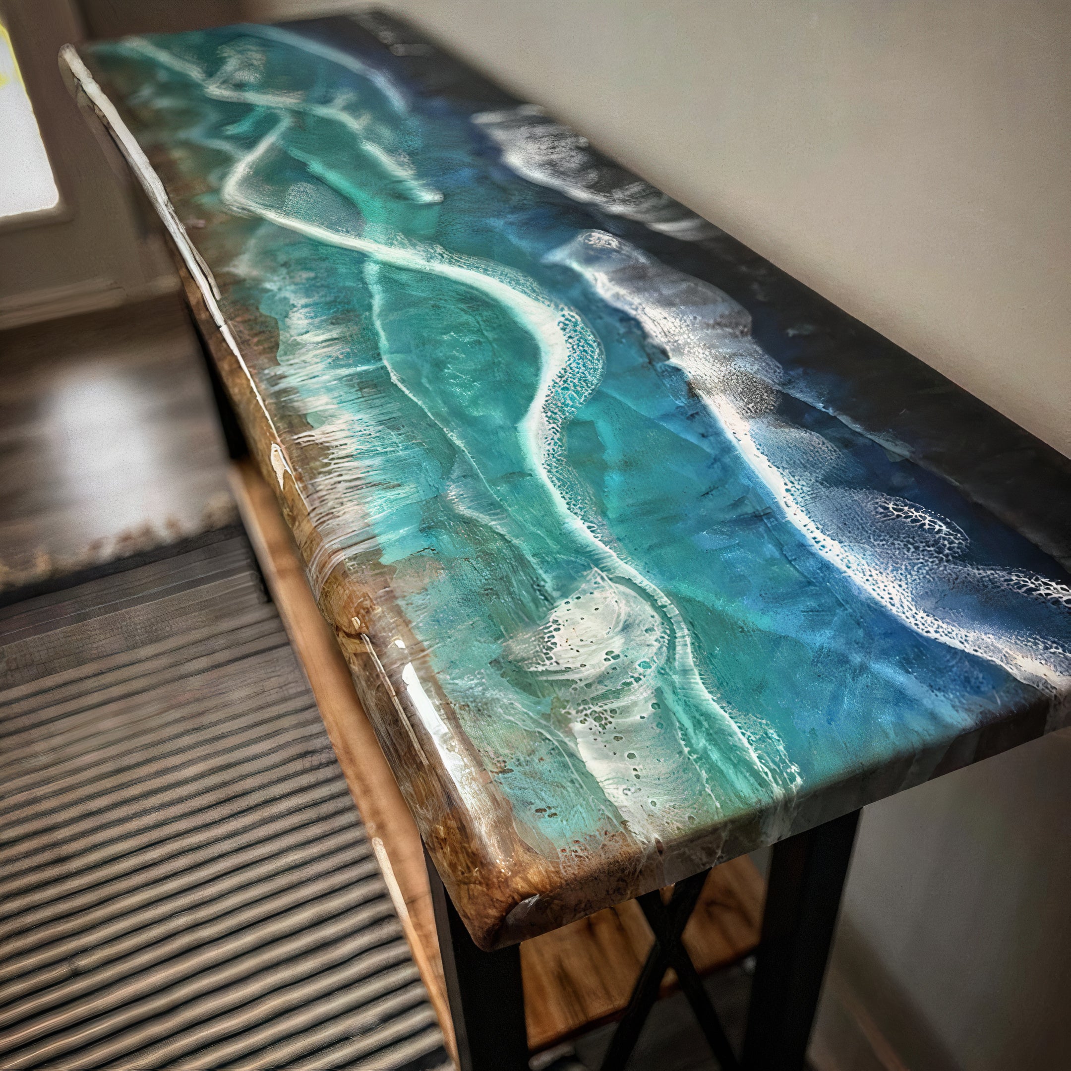 Epoxy Ocean Resin Console Table