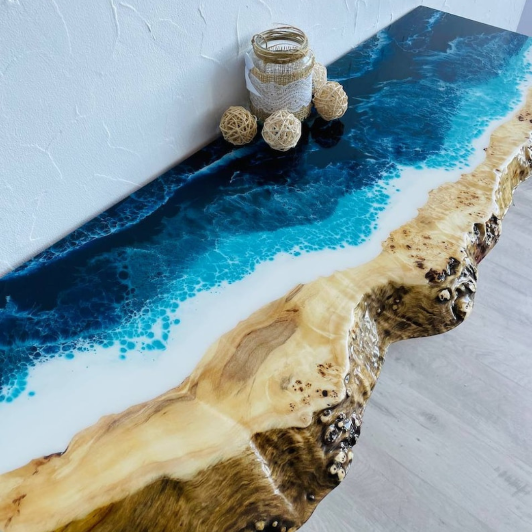 Natural Edge Epoxy Console Table