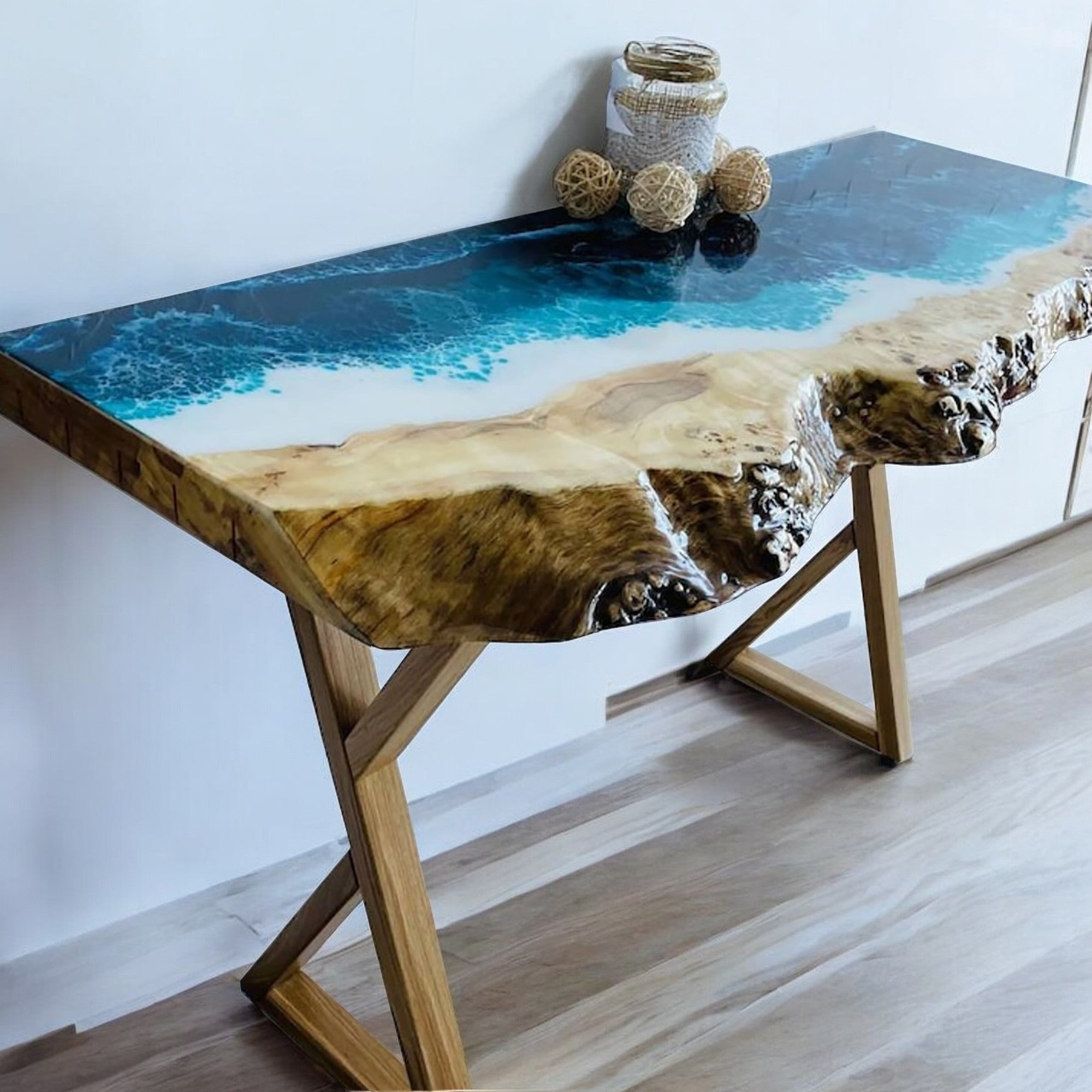 Natural Edge Epoxy Console Table