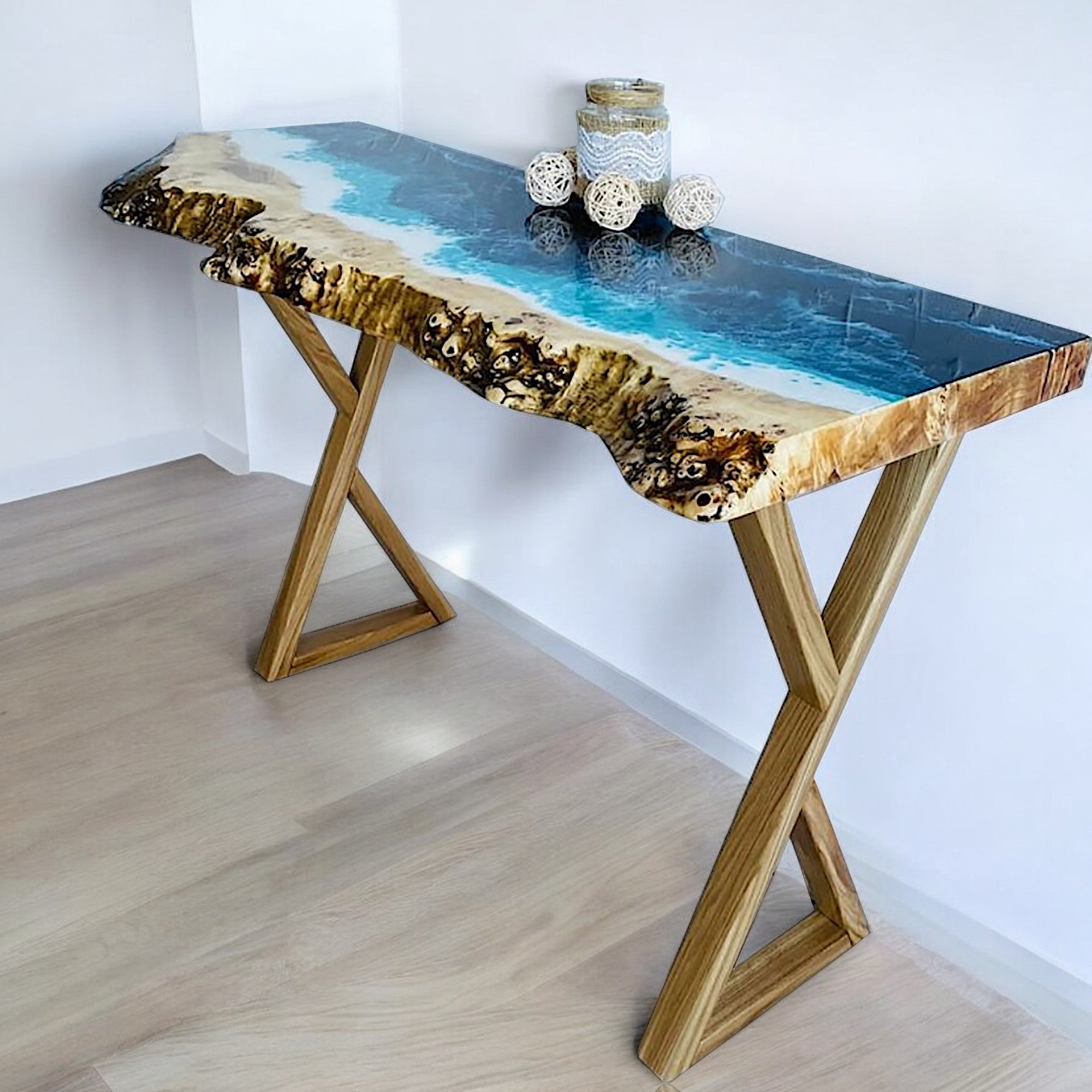 Natural Edge Epoxy Console Table