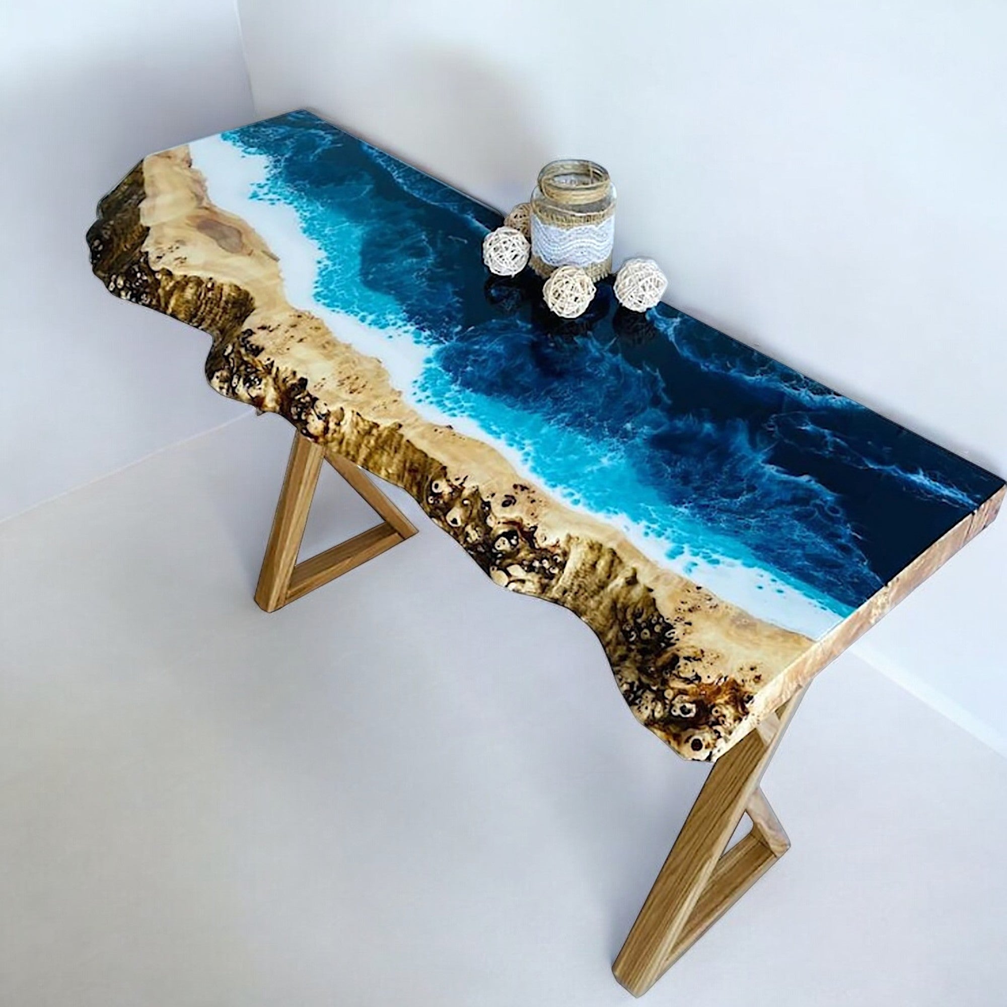 Natural Edge Epoxy Console Table