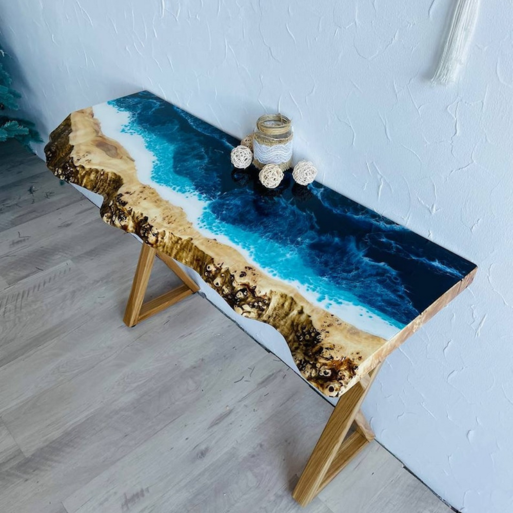 Natural Edge Epoxy Console Table