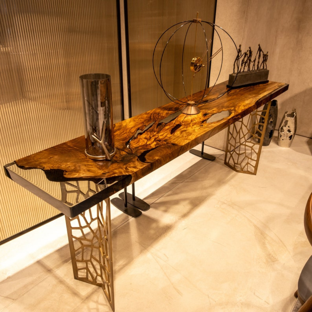 Walnut Live Edge Resin Console Table