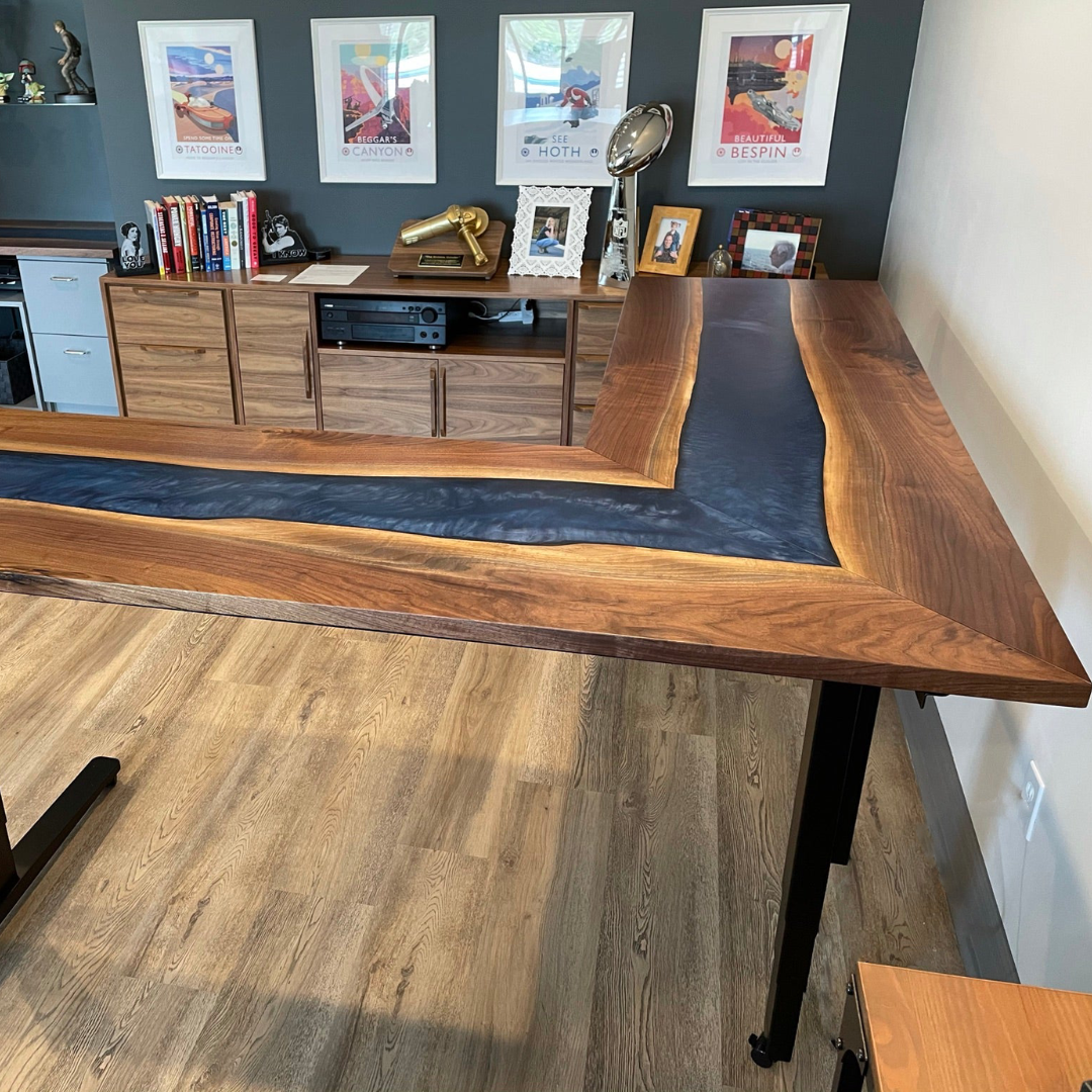 River L Shape Epoxy Resin Countertop