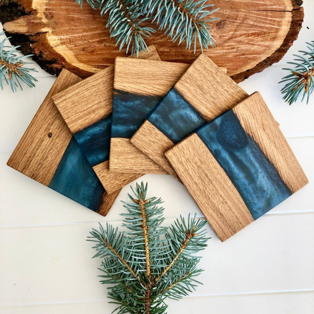 Epoxy Wood River Coasters