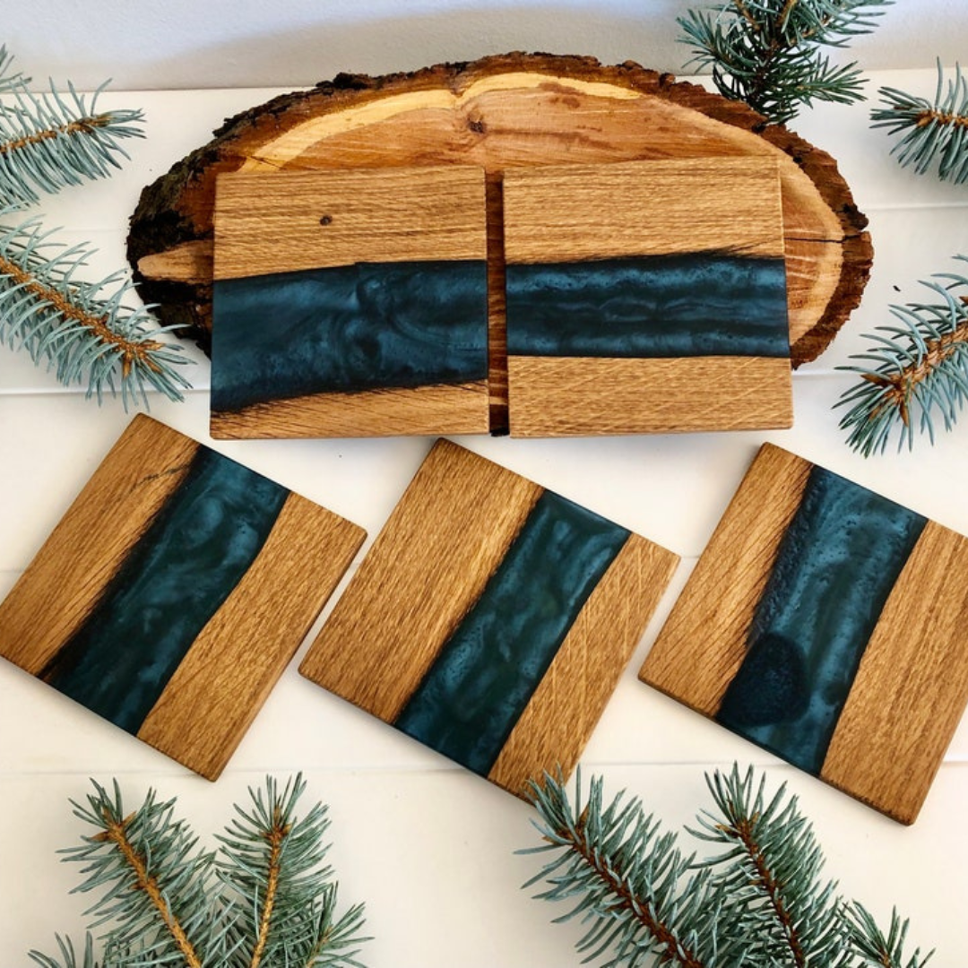 Epoxy Wood River Coasters