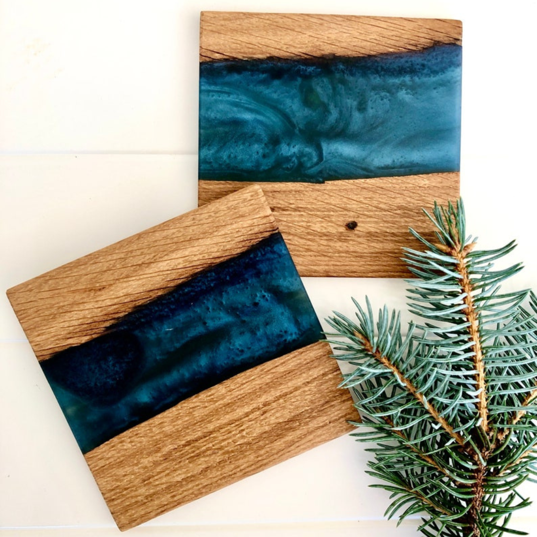 Epoxy Wood River Coasters