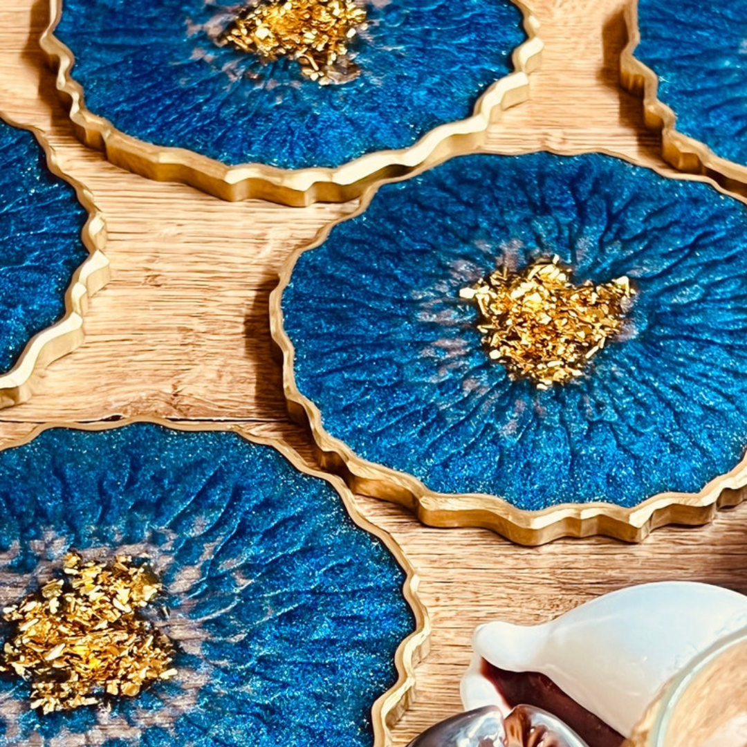 Blue Resin Coasters
