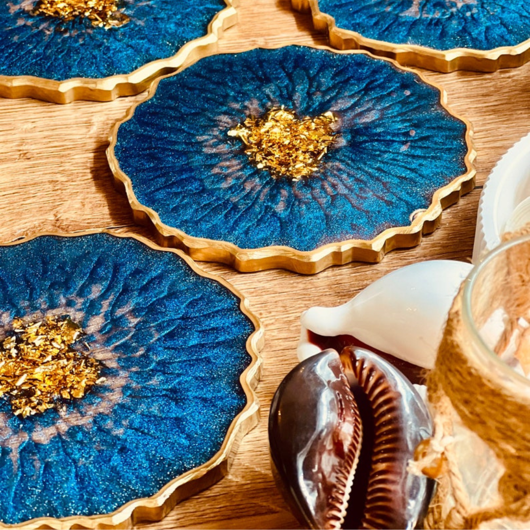 Blue Resin Coasters