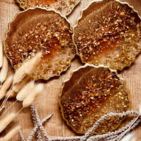 Resin coasters in brown with gold thumbnail