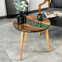 Round Live Edge Resin Coffee Walnut Table thumbnail