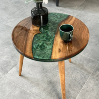 Round Live Edge Resin Coffee Walnut Table thumbnail