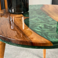 Round Live Edge Resin Coffee Walnut Table thumbnail