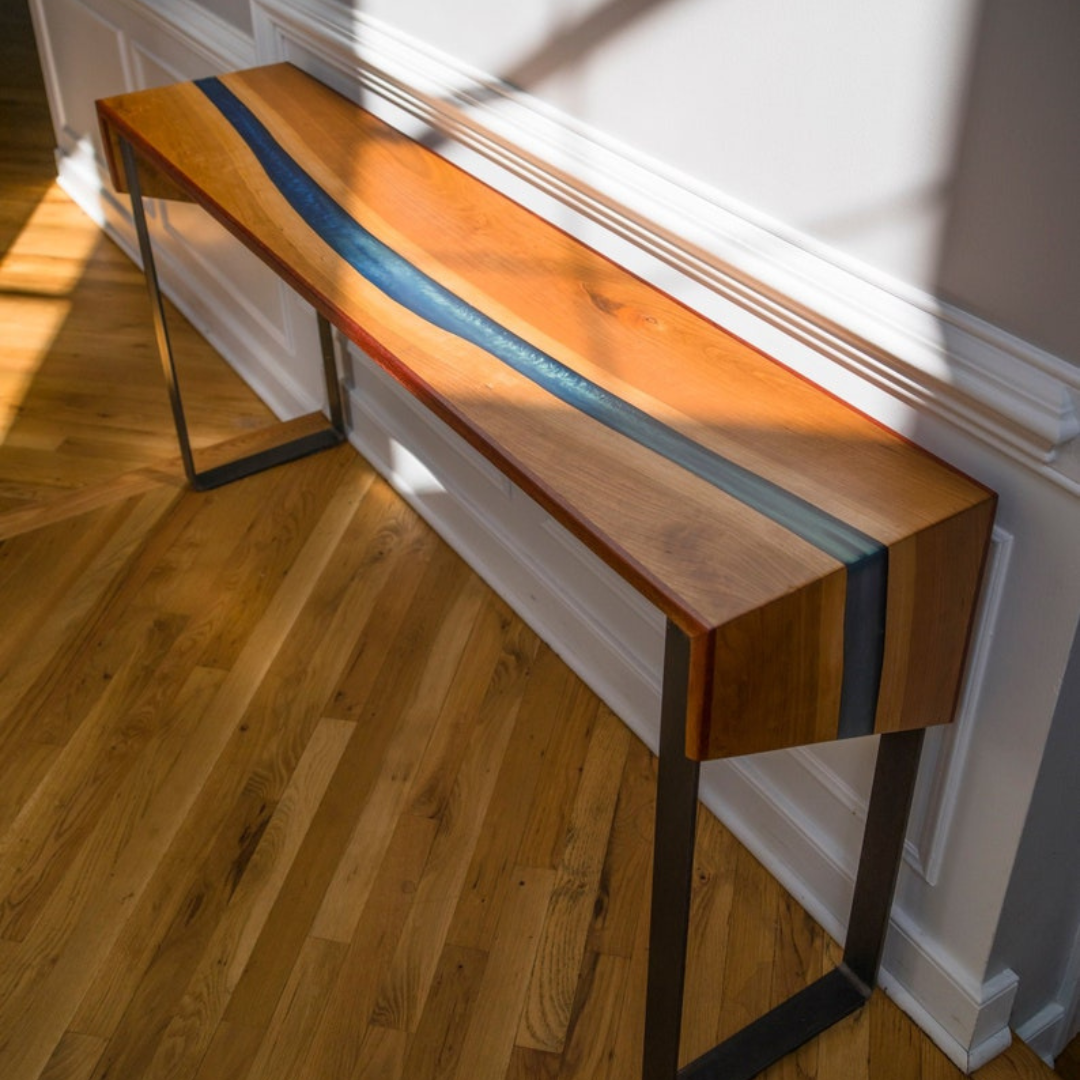 Cherry River Epoxy Console Table