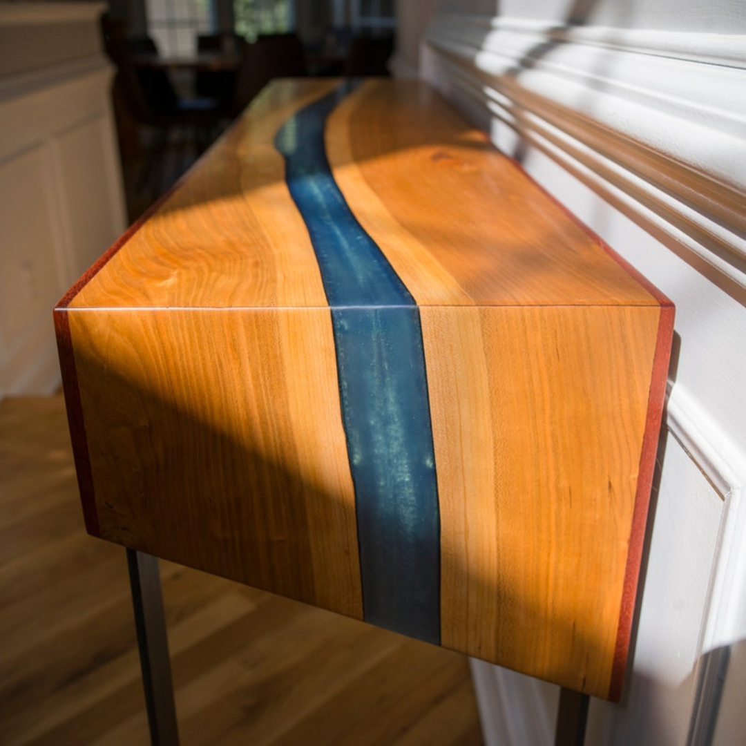 Cherry River Epoxy Console Table