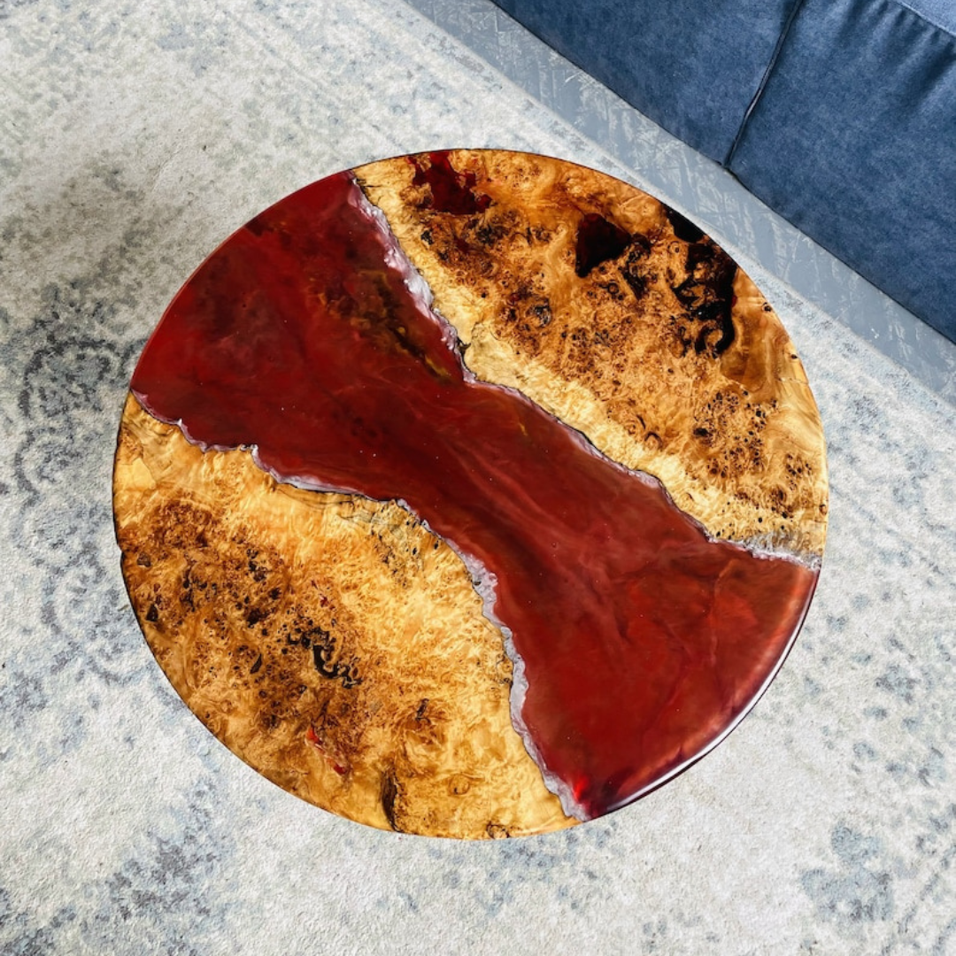 Red Epoxy coffee table Table