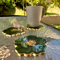 Forest Olive Green Epoxy Resin Coasters thumbnail