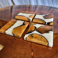 Personalized Teak Wood Epoxy Coasters thumbnail