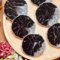 Resin coasters in brown with gold thumbnail