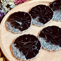 Resin coasters in brown with gold thumbnail
