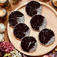Resin coasters in brown with gold thumbnail
