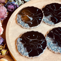 Resin coasters in brown with gold thumbnail