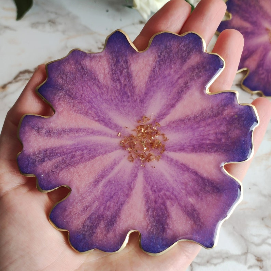 Epoxy Resin Flower Shaped Coaster