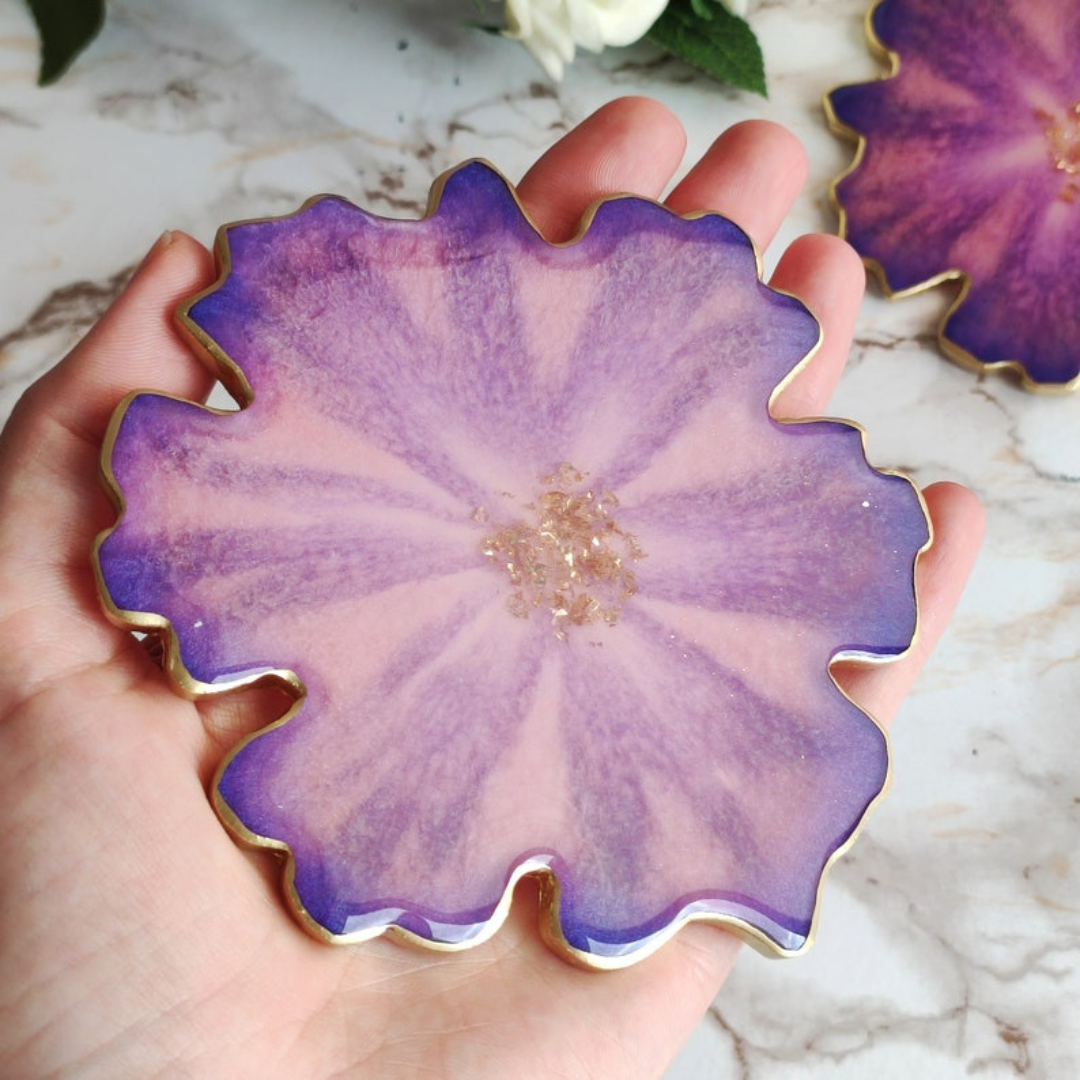 Epoxy Resin Flower Shaped Coaster