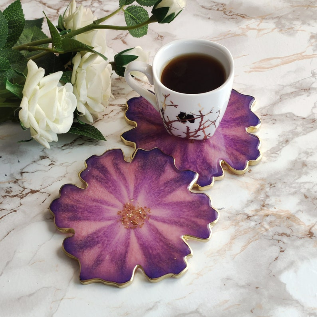 Epoxy Resin Flower Shaped Coaster