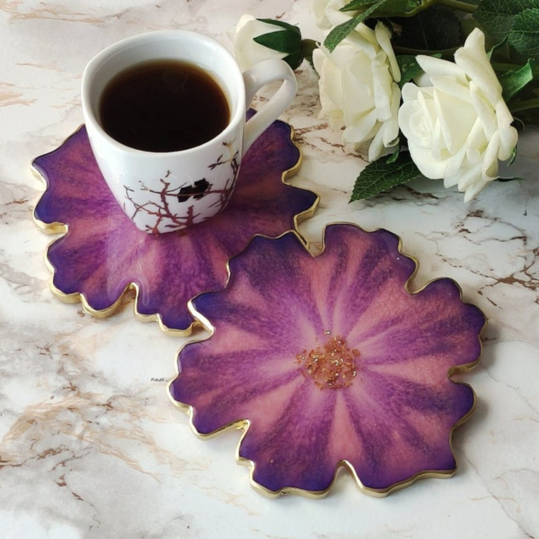Epoxy Resin Flower Shaped Coaster